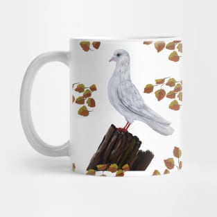 White pigeon in the autumn Mug